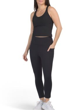 SPYDER Black High-Waist Active Crop Leggings & Tank Top Set